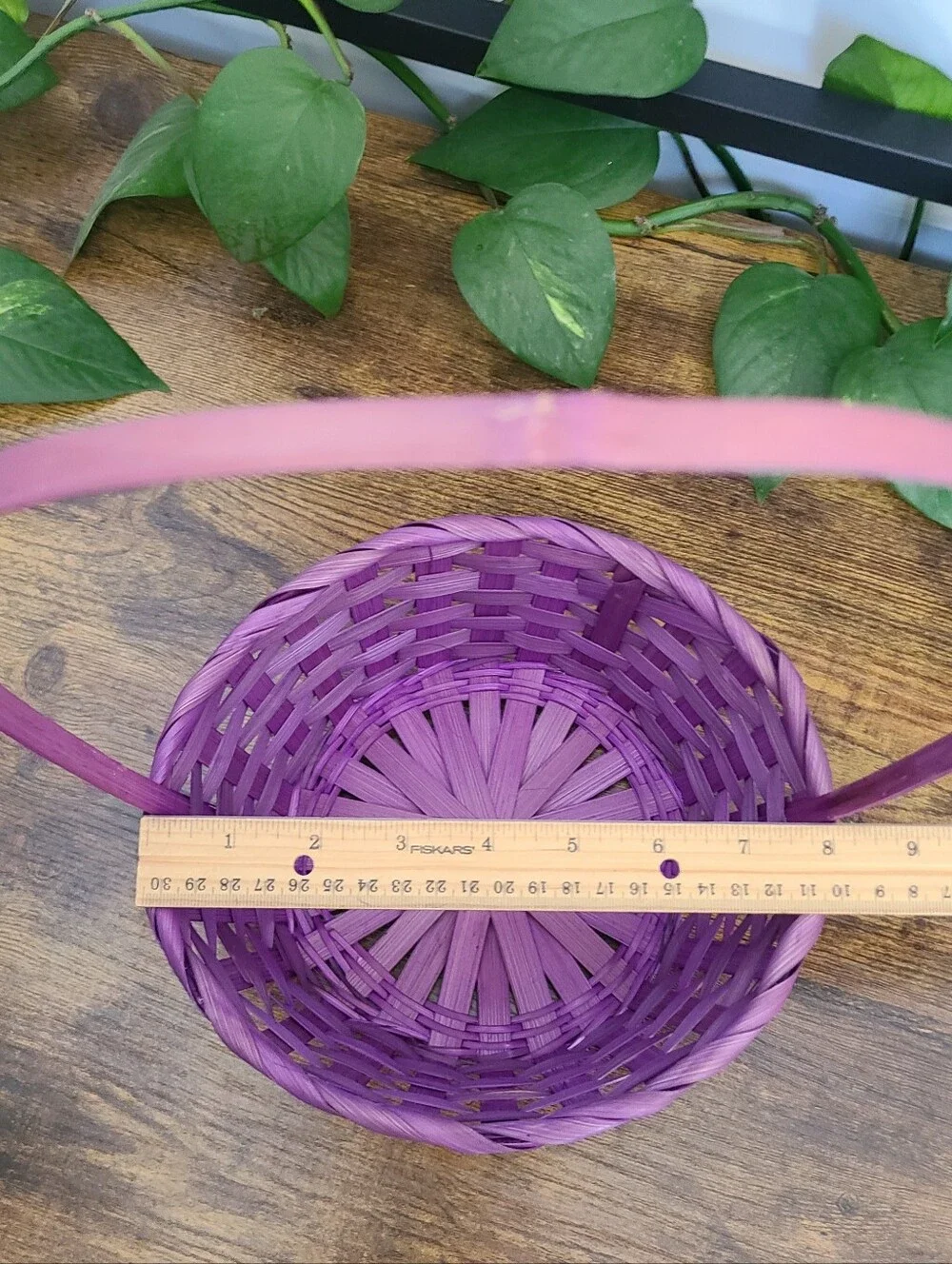 Purple Woven Basket with Handle - Easter Basket
